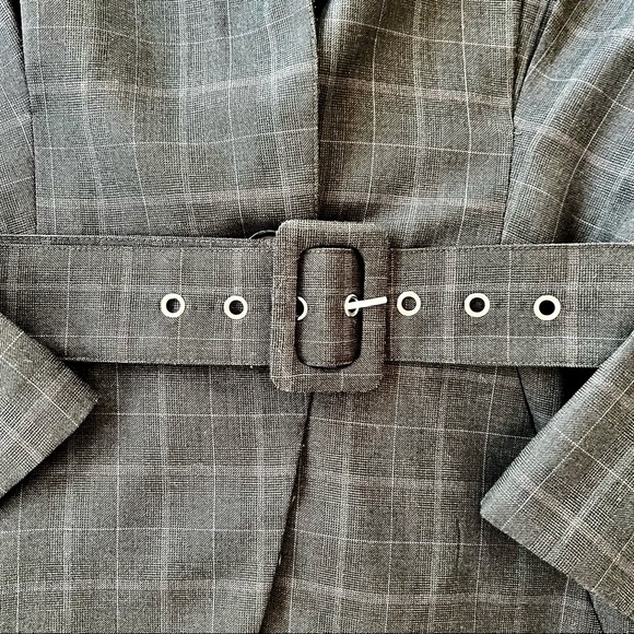 Walter Baker Checked Belted Jacket — Grey, M - Picture 9 of 14